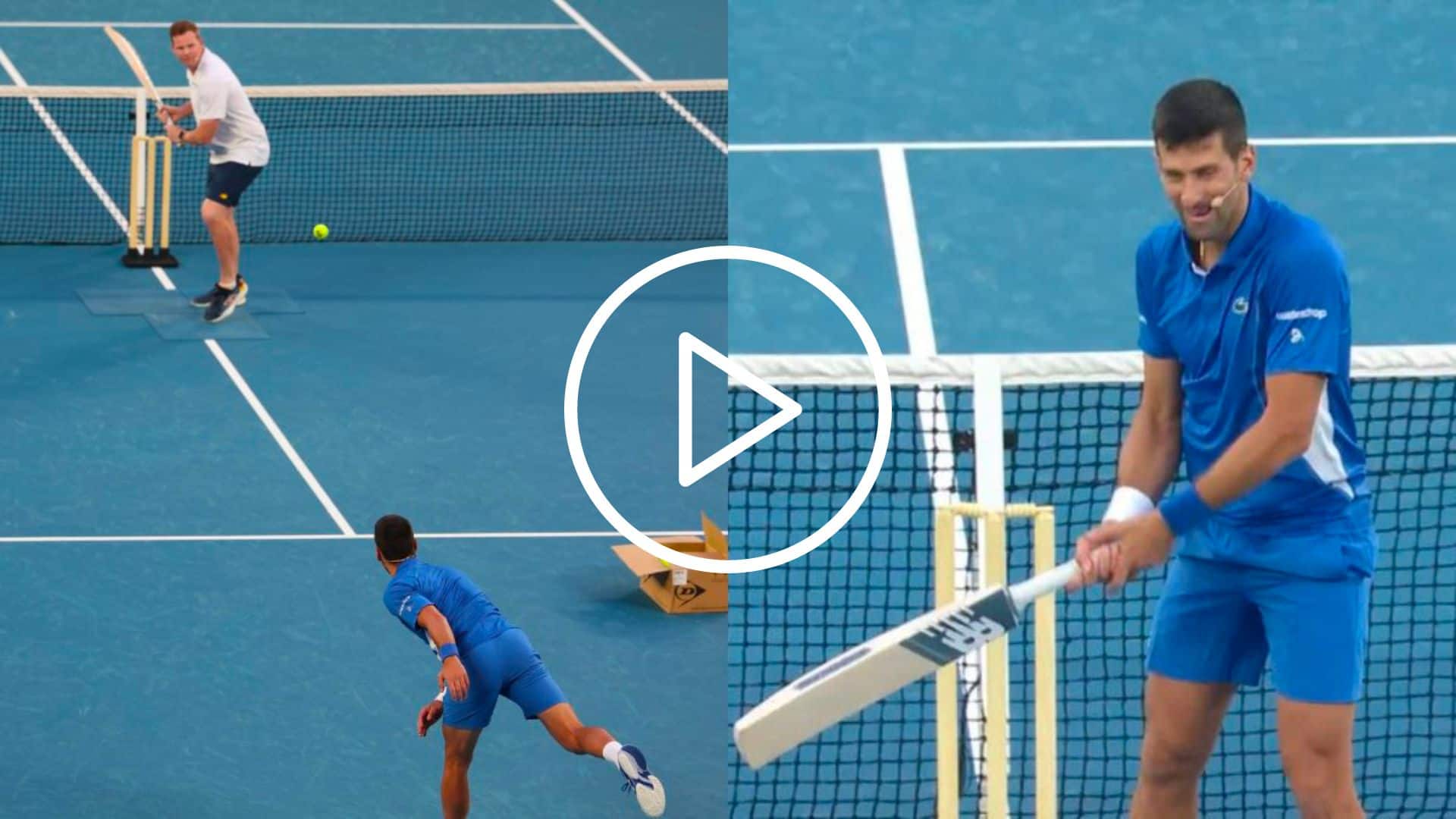 [Watch] Tennis GOAT Novak Djokovic Picks Up Bat As Steve Smith Rolls His Arm